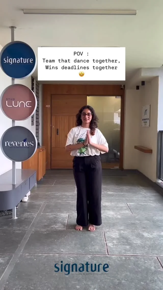 Team that dance together,
Wins deadlines together ! ✨💫
🤩#signature #signaturedesign #reels #viralreels #agencylife #creativeagency #officehumor #wakawakatrend #teamvibes #marketingagency #reelsindia #viralreels #trendingreels #reelitfeelit #wakawakachallenge #wakawakatrending